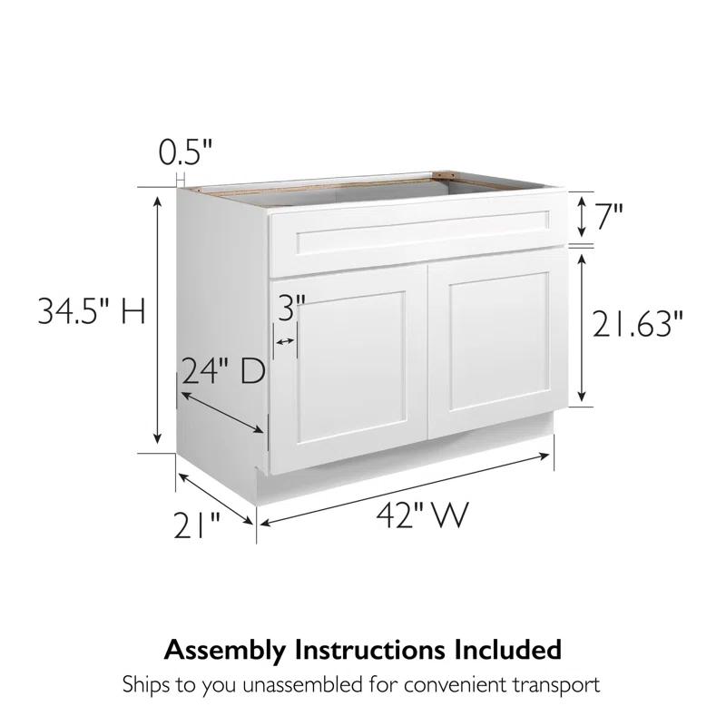 Design House Design House Brookings Unassembled Shaker Sink Base Kitchen Cabinet, White