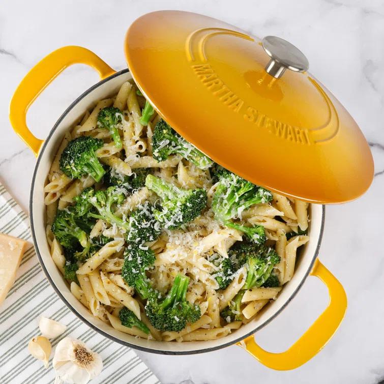 Martha Stewart Martha Stewart 7 Quart Enameled Cast Iron Dutch Oven With Lid In Yellow Ombre