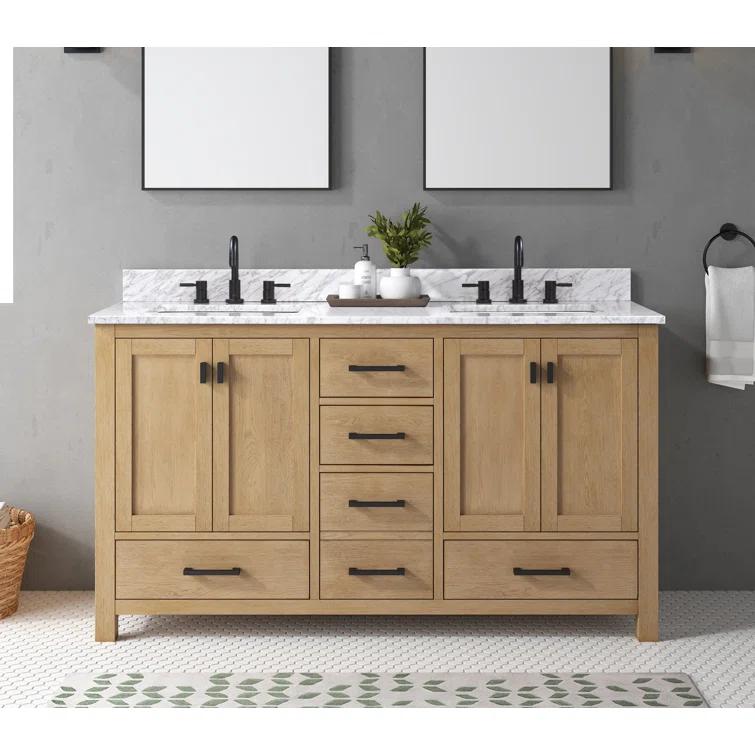 Mercury Row® Souther 60'' Double Bathroom Vanity Base Only in Brushed Oak Finish
