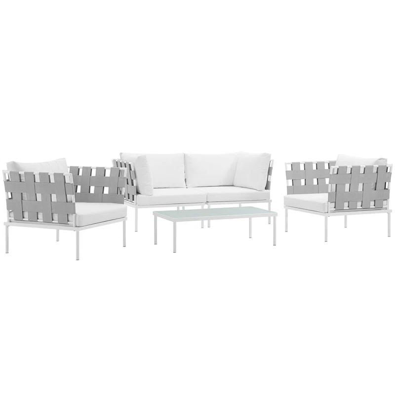 Modway Harmony 5 Piece Outdoor Patio Aluminum Sectional Sofa Set