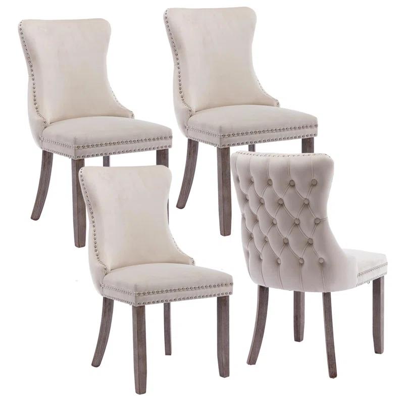 Rosdorf Park Velvet Kitchen Upholstered Dining Chair (Set of 4)