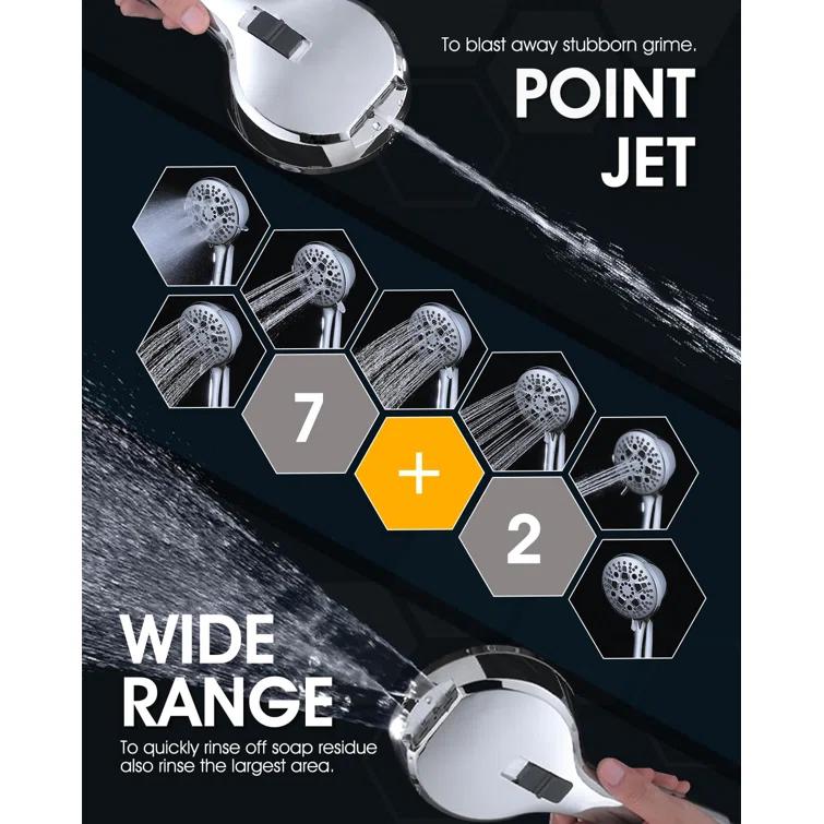 OLHAV Rainfall Shower Head with Handheld Spray Combo, All Metal 12 Inch High Pressure Rain Showerhead V8QF63