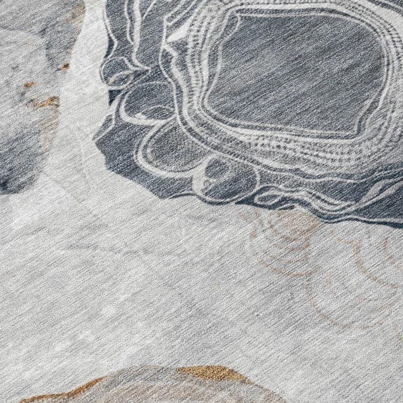 Machine Washable Indoor/Outdoor Cinead ACN1686 Gray Rug