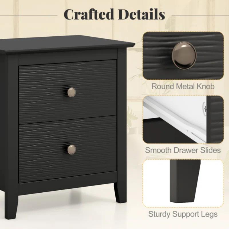 Latitude Run® Modern Nightstand with 2 Drawers for Small Spaces