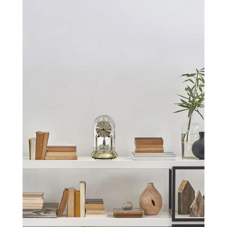 Howard Miller® Christina Glam Roman Numeral Quartz Movement / Crystal Tabletop Clock in Polished Brass