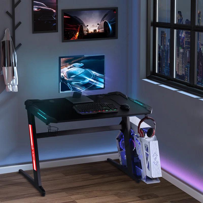 HomCom Adjustable Metal Base Computer Desk