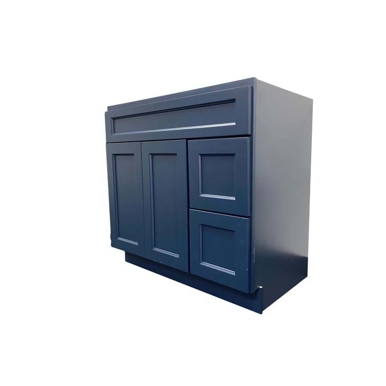 Vanity Art 36 Inch Single Shutter Door Bathroom Vanity Base Cabinet with 2 Functioning Shaker Drawers, Strudy Floor Mount Storage Cabinet Organizer for Bedroom, Living Room, Kitchen, VA4036-2LBLUE