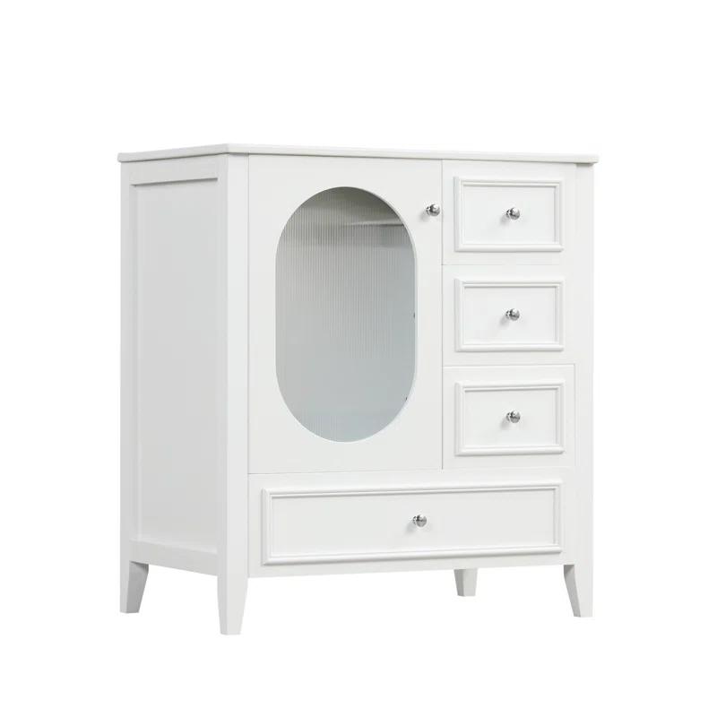 Tryimagine 30" Bathroom Vanity With Sink, Bathroom Vanity Cabinet With Three Drawers And Door, Solid Wood And MDF
