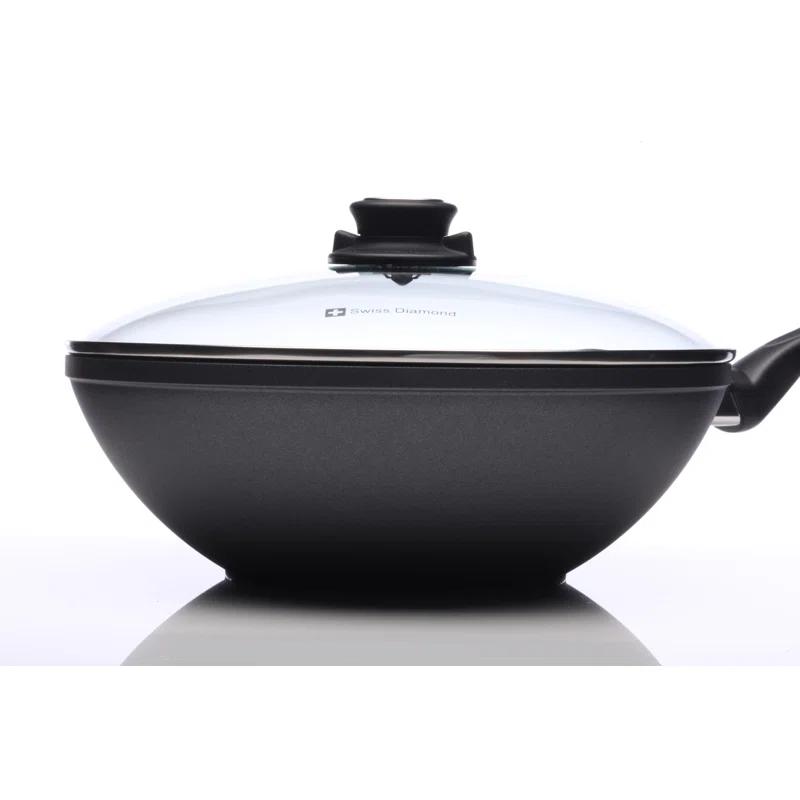 Swiss Diamond 11" Non Stick Aluminum Induction Wok with Lid