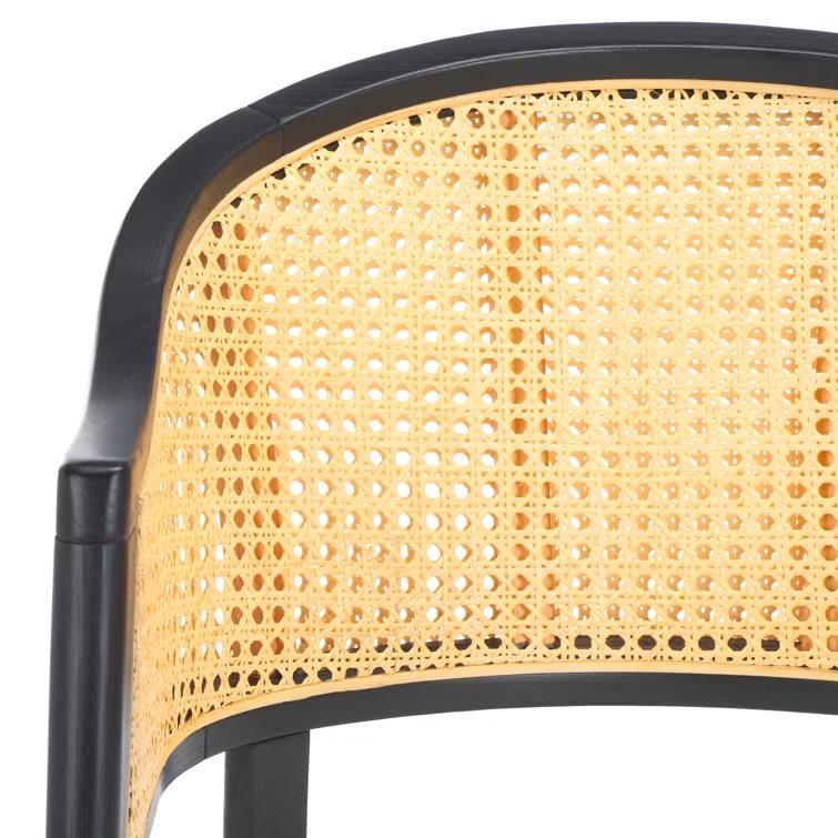 SAFAVIEH Couture Rogue Mid-Century Linen Solid Dining Chair, Black/Natural