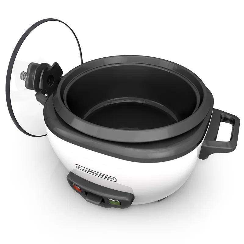 BLACK+DECKER BLACK+DECKER, Rice Cooker, Uncooked Rice, Steaming Basket, Removable Non-Stick Bowl, One Touch