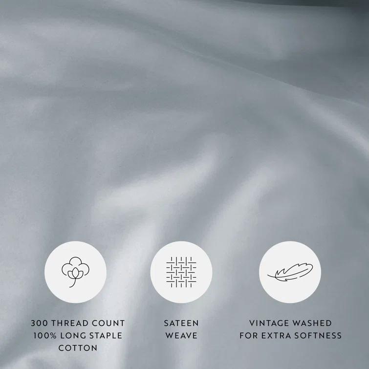 Becky Cameron Vintage Washed Long-Staple Sateen Cotton Duvet Cover Set