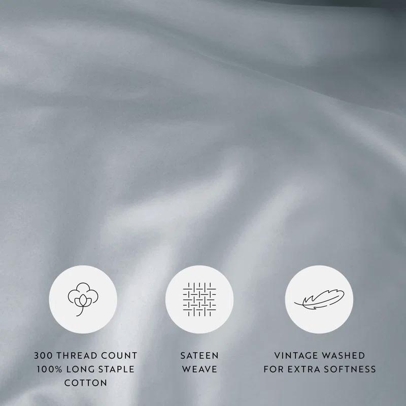 Becky Cameron Vintage Washed Long-Staple Sateen Cotton Duvet Cover Set