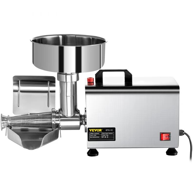 Stellweilan Tessberg 110V Electric Tomato Strainer 370W Commercial Grade Tomato Milling Machine Stainless Steel Tomato Press and Strainer 90-160 Kg/H Pure Copper Motor Food Strainer and Sauce Maker