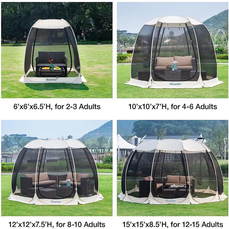 EighteenTek Fiberglass Patio Gazebo Pop Up with Screen Room Tents