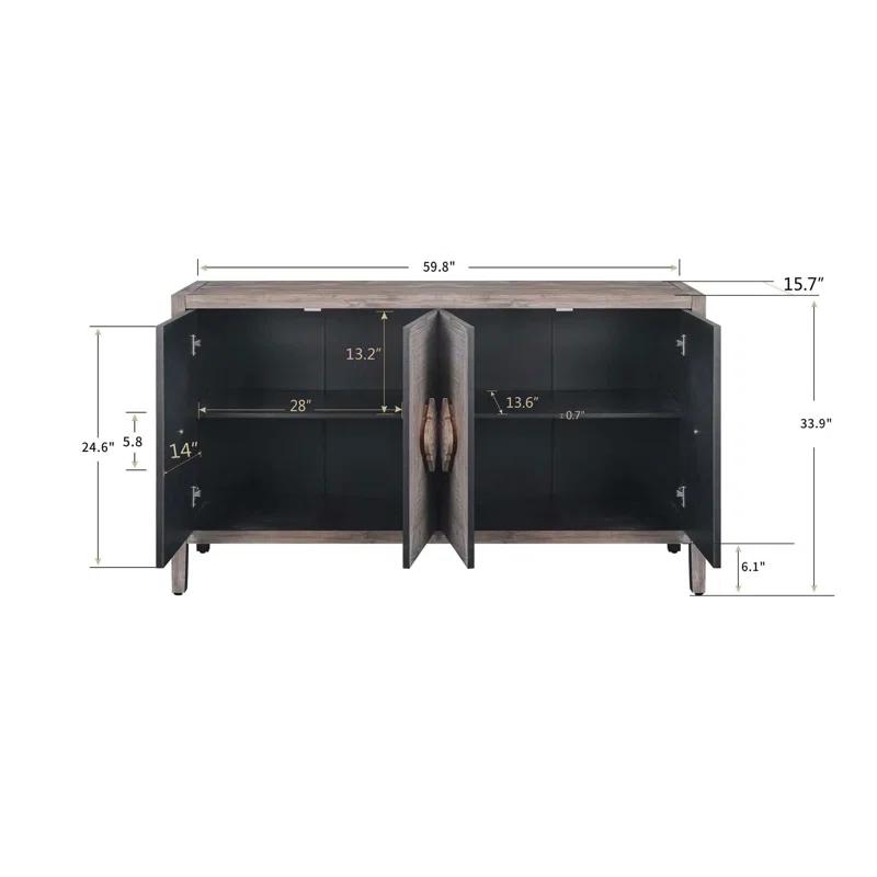 Bungalow Rose Antique Four Door Cabinet For Living Room