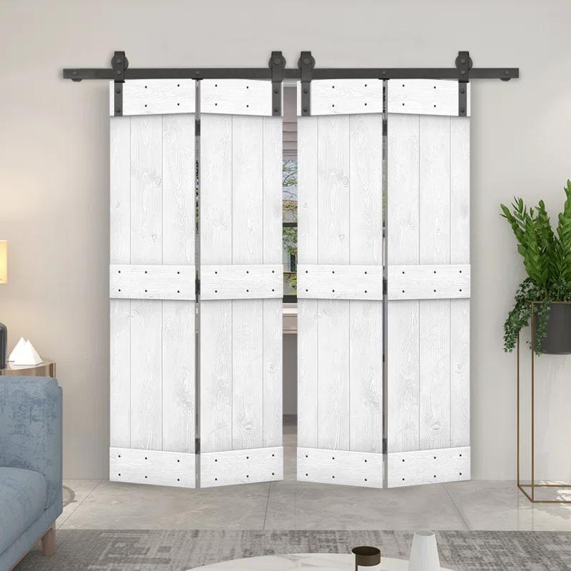 Calhome 84'' Solid Wood Barn Doors Painted Bi-Fold Door