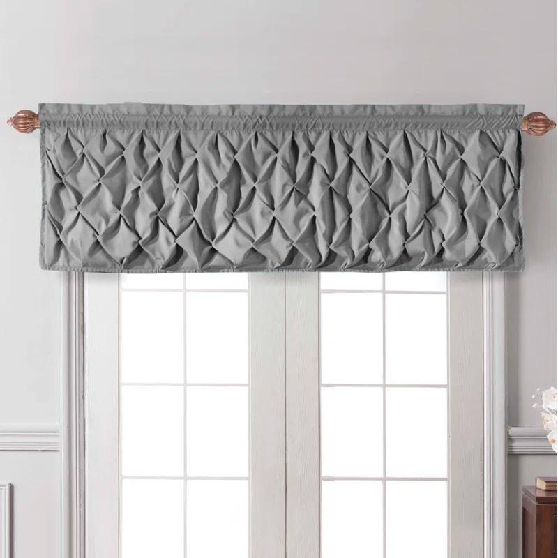 Carmen Solid Pintuck Curtain Valance, 60" x 20"