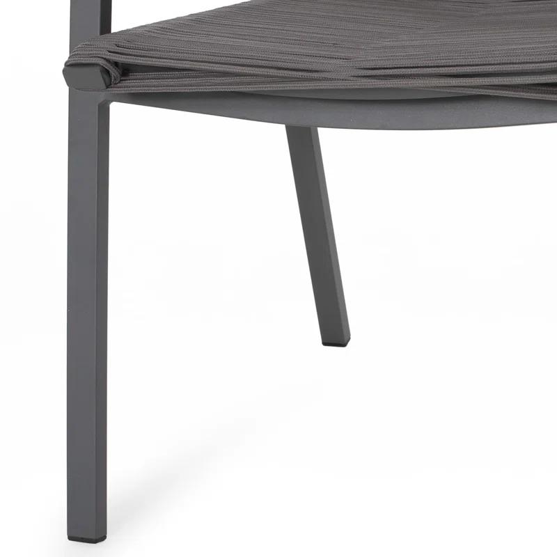 George Oliver Outdoor Modern Aluminum Dining Chair With Rope Seat (Set Of 2)