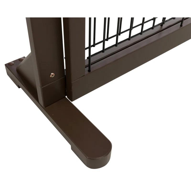 TRIXIE Adjustable Wooden Freestanding Pet Gate, 24" Tall Step Over, Expands to 42.5", Pet Barrier