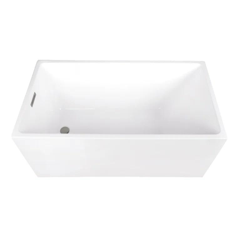 Kingston Brass Kingston Brass Aqua Eden 51-Inch Acrylic Rectangular Double Ended Freestanding Tub With Drain VTSQ512823C418