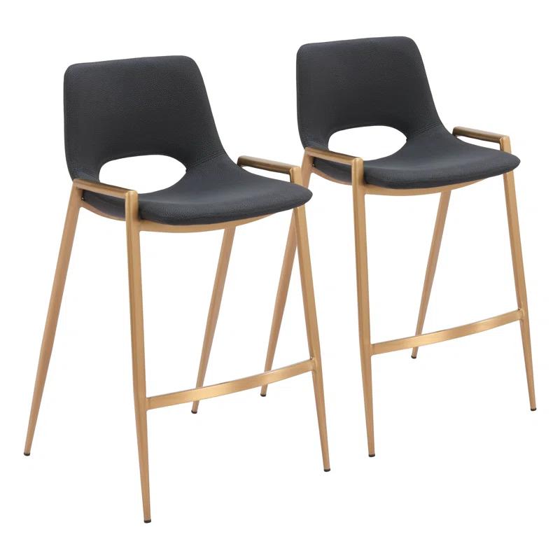 Zuo Hospitality Desi Black Upholstered Counter Stool (Set of 2)