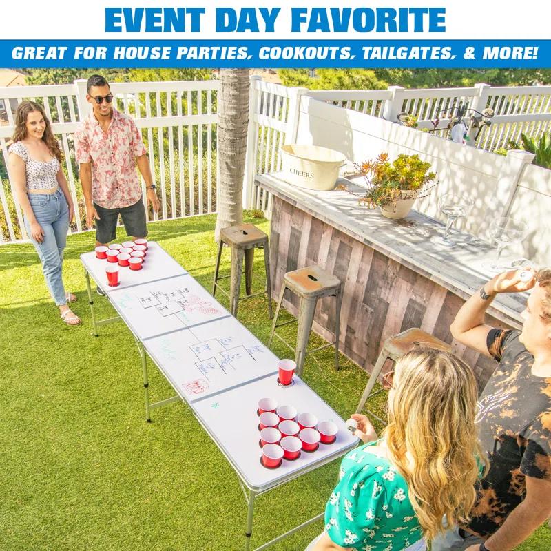 GoPong GoPong 8-Foot Customizable Dry-Erase Beer Pong Set