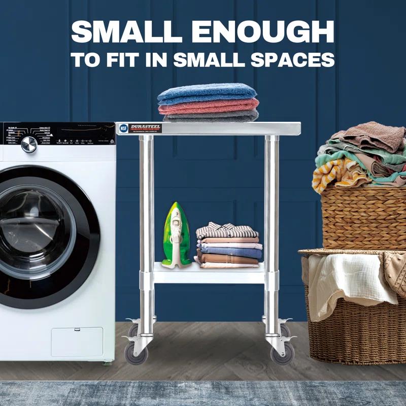 DuraSteel Stainless Steel Work Table with Undershelf / Size: 34" H x 12" W x 30" L