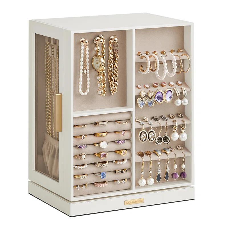Stack man Jewelry Box 360° Rotating, Jewelry Storage Case With 5 Drawers