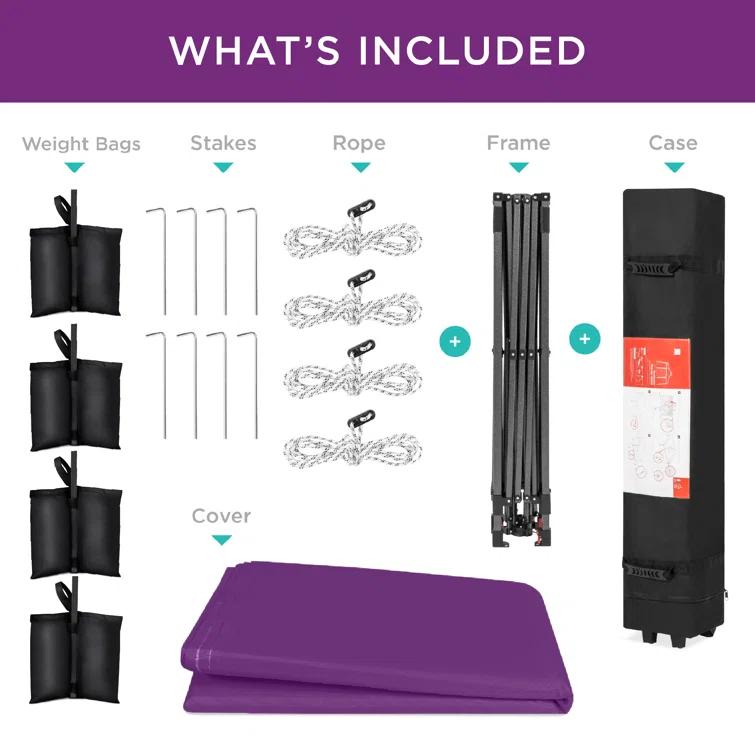 Best Choice Products Best Choice Products Easy Setup Pop Up Canopy W/ 1-Button Setup, Wheeled Case, 4 Weight Bags