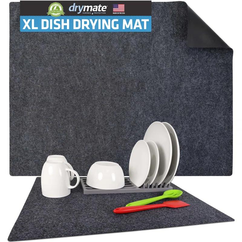 Drymate Low-Profile Dish Drying Mat, Drip Pad For Kitchen Counter - Thin/Absorbent/Waterproof/Easy To Clean