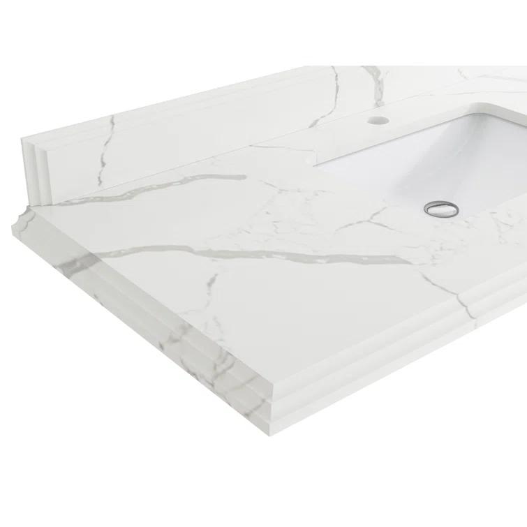 Willow Collections Elizabeth White Oak 84 In. W X 22 In. D Double Sink Bathroom Vanity With Cove Edge Calacatta Laza Quartz