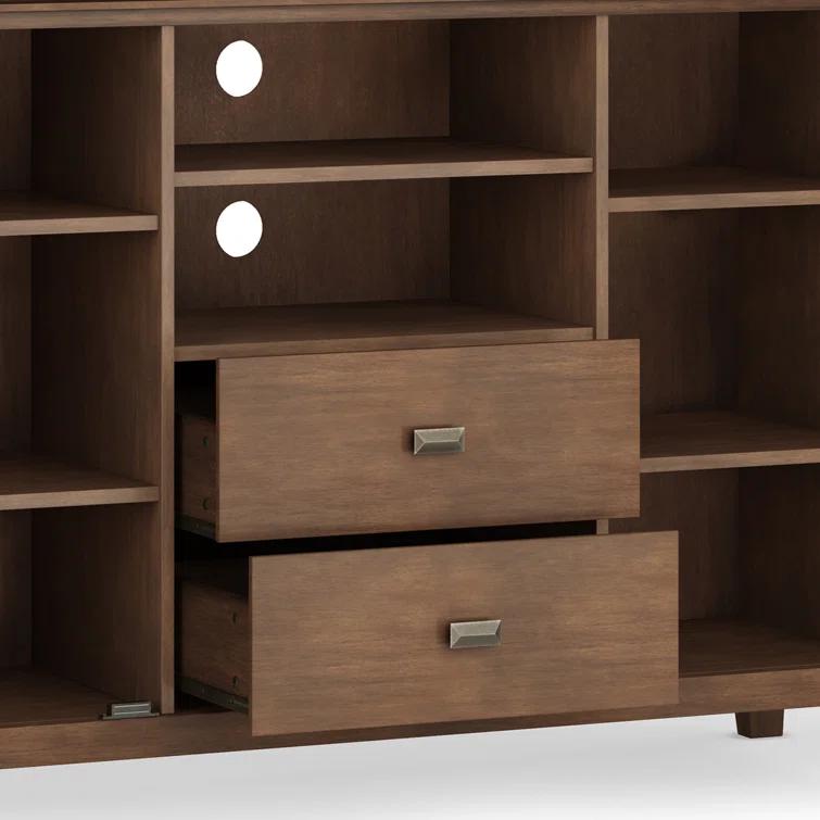 Simpli Home Artisan 53"W Solid Wood Contemporary Tall TV Stand for TVs up to 60" with Adjustable Shelves