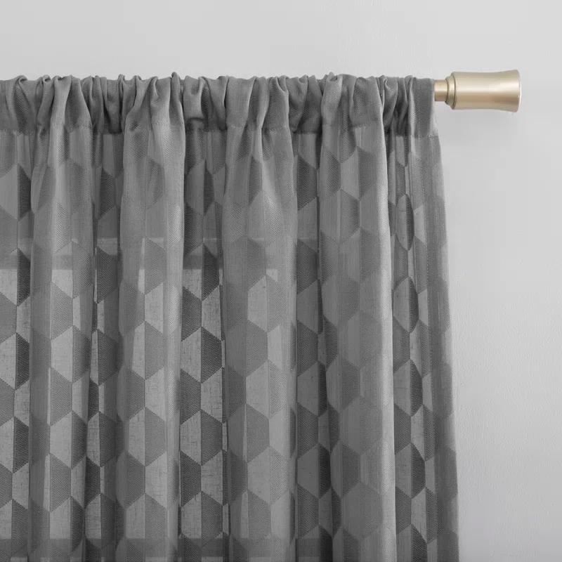 Scott Living Scott Living Verge Geometric Clipped Jacquard Semi-Sheer Rod Pocket Curtain Panel