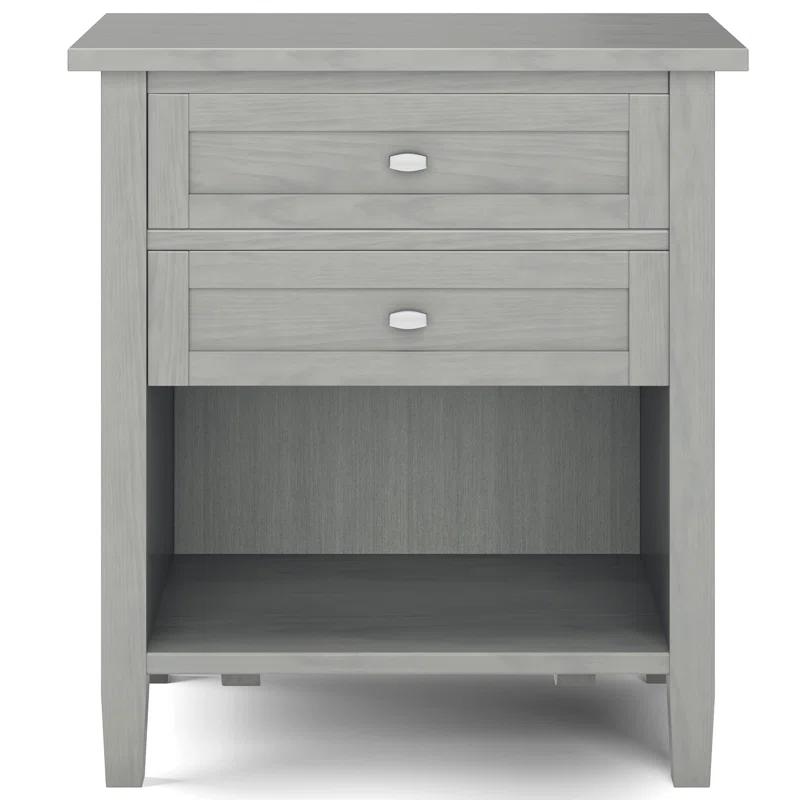 Simpli Home Warm Shaker 24"W Solid Wood Bedside Table with Two Drawers & Reviews | Wayfair