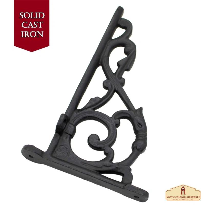Astoria Grand Lillith Solid Cast Iron Shelf Brackets Victorian Colonial Retro Steampunck Gothic Baroque Medieval (Set of 2)