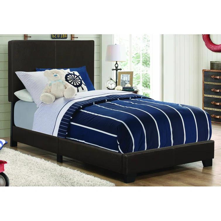 Winston Porter Clu Faux Leather Upholstered Twin Panel Bed Brown