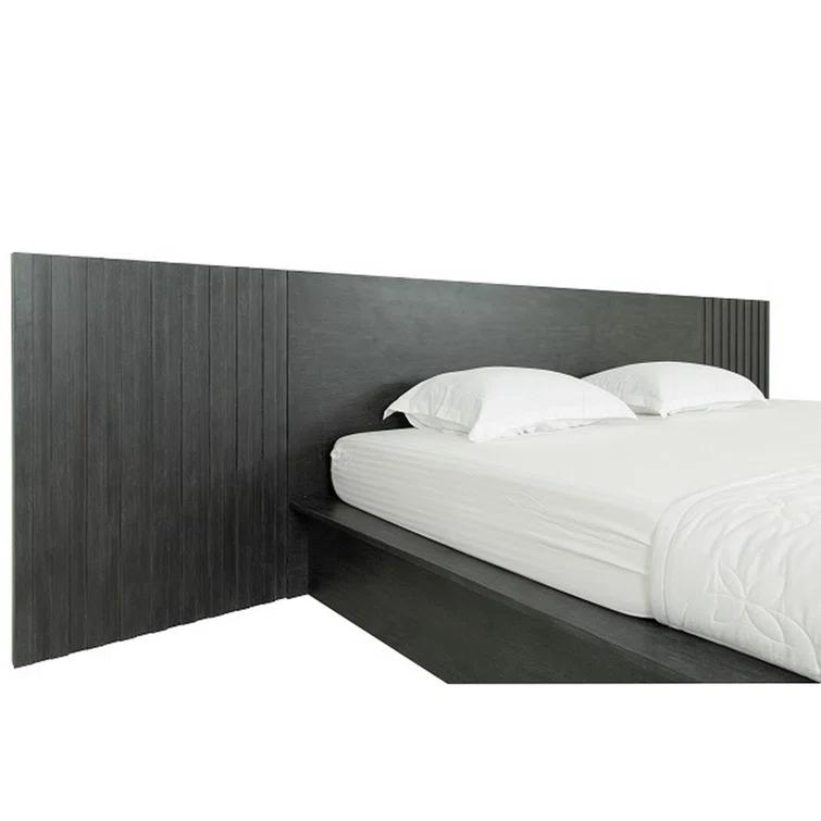 Benjara Cid Queen Platform Bed, 2 Drawers, Wall Headboard