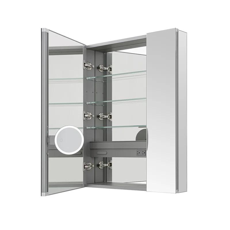 AQUADOM R3-3636E Royale Medicine Cabinet with Electrical Outlets, Defogger, Adjustable LED 3X Magnifying Mirror.