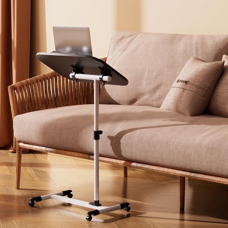 MoNiBloom Mobile Computer Desk, Adjustable Height Standing Table, Laptop Desk Rolling Sit-Stand with Wheels
