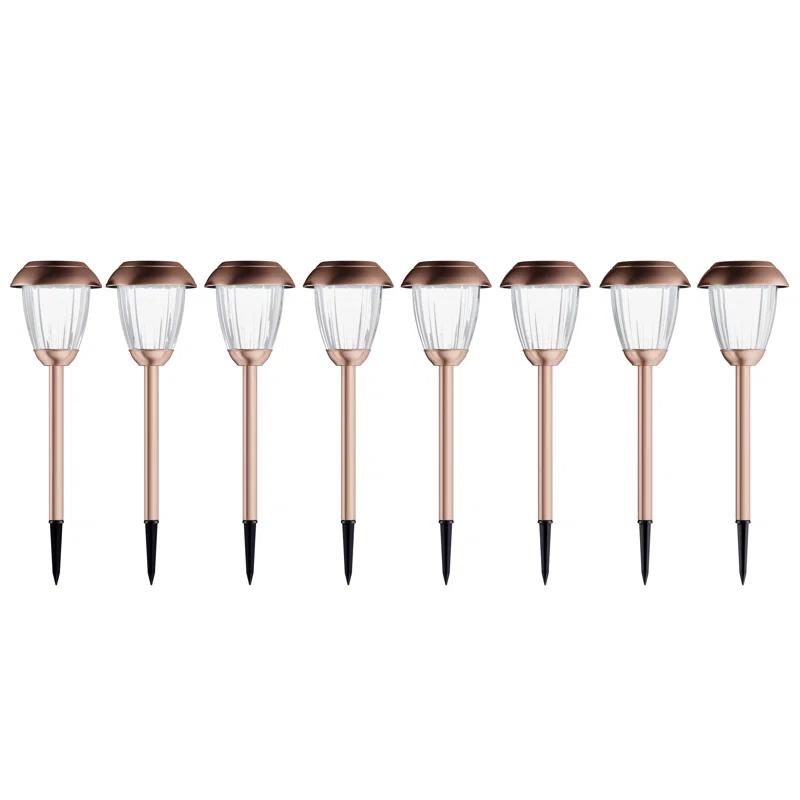 Pure Garden 8 Solar Outdoor Lights - 16-Inch-Tall Stainless-Steel Stake Lights for Gardens, Walkways, Driveways, Landscapes, and Patios by Pure Garden (Set of 8)
