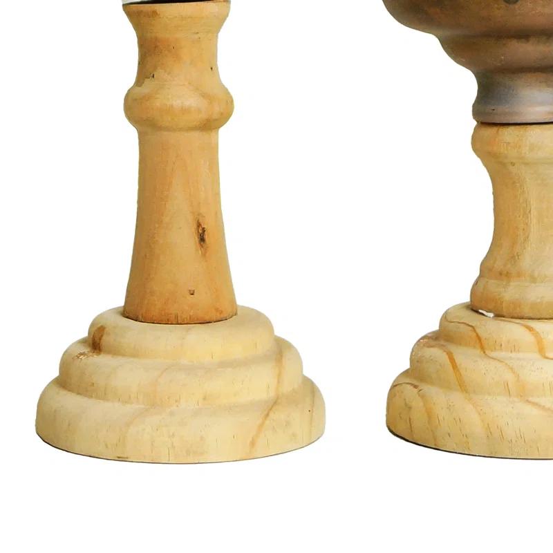 American Mercantile 4.5'' H Wood Tabletop Candlestick