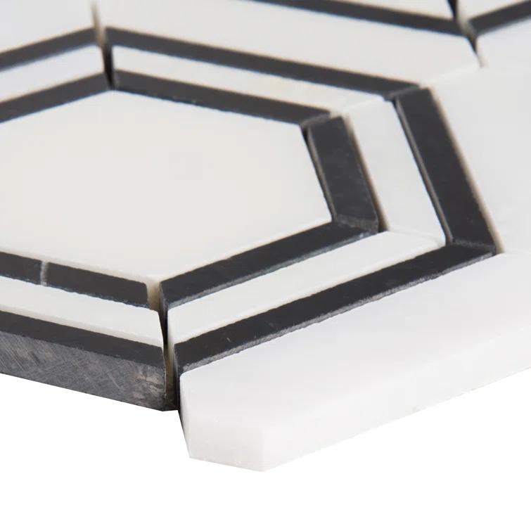 Bianco Dolomite 11" x 13" Polished Marble Mesh-Mounted Mosaic Sheet Tile