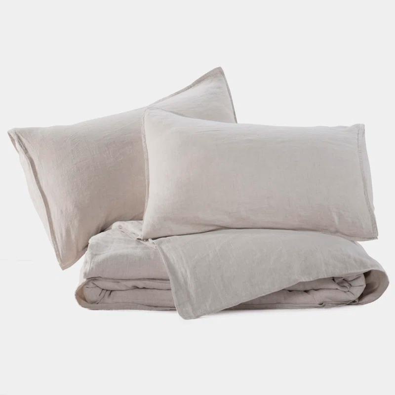 MeadowPark Stone Washed French Linen Reversible Duvet Cover Set