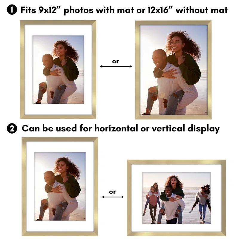 Americanflat 2 Pack of Picture Frames with Mat - Plexiglass Cover
