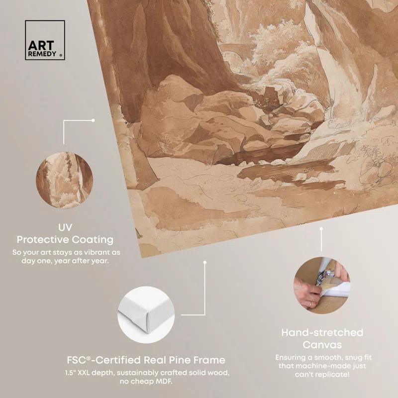 Art Remedy Cliffs Overhanging a River Canvas Vintage Landscape Art by Art Remedy