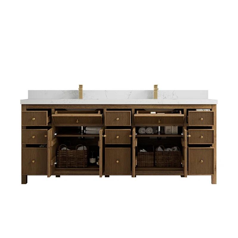 Willow Collections 84'' Double Bathroom Vanity with Quartz Top