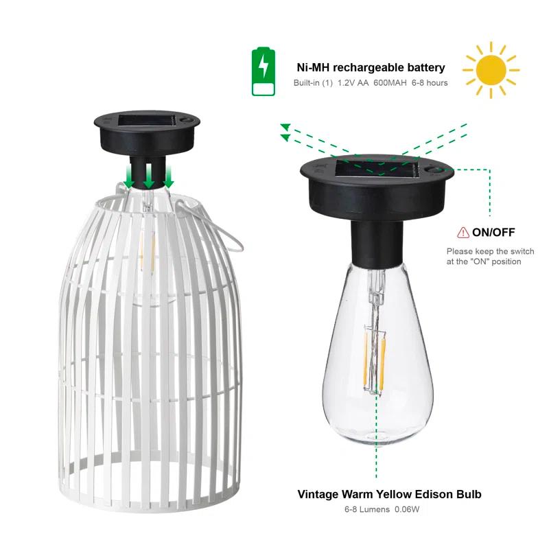 Glitzhome 9.75'' Integrated LED Outdoor Lantern (Set of 2)