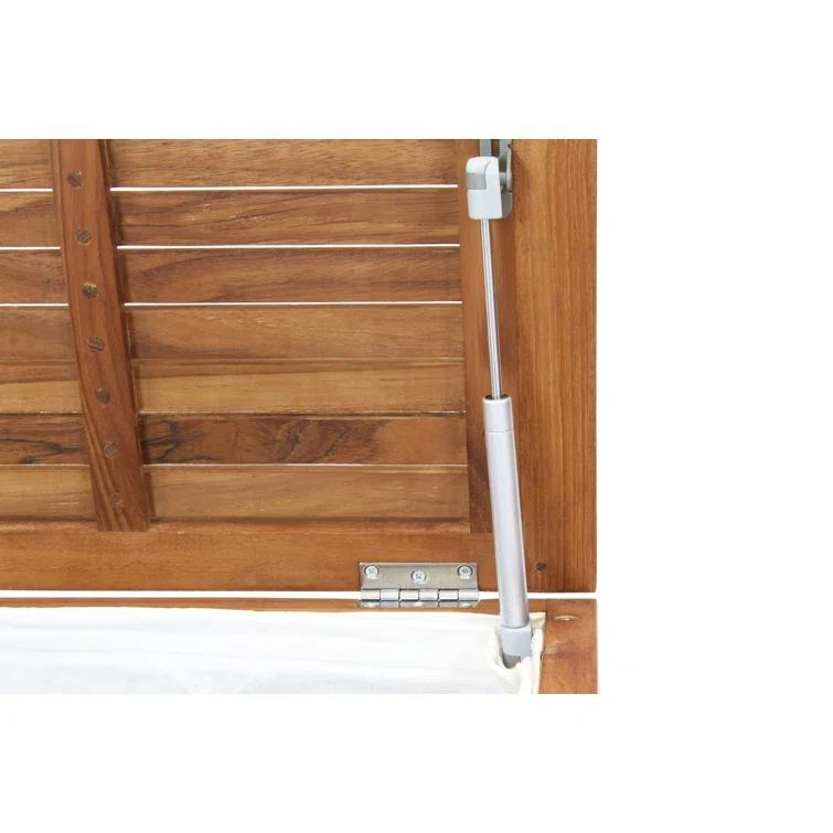Aqua Teak Moti Wood Laundry Hamper with Handles