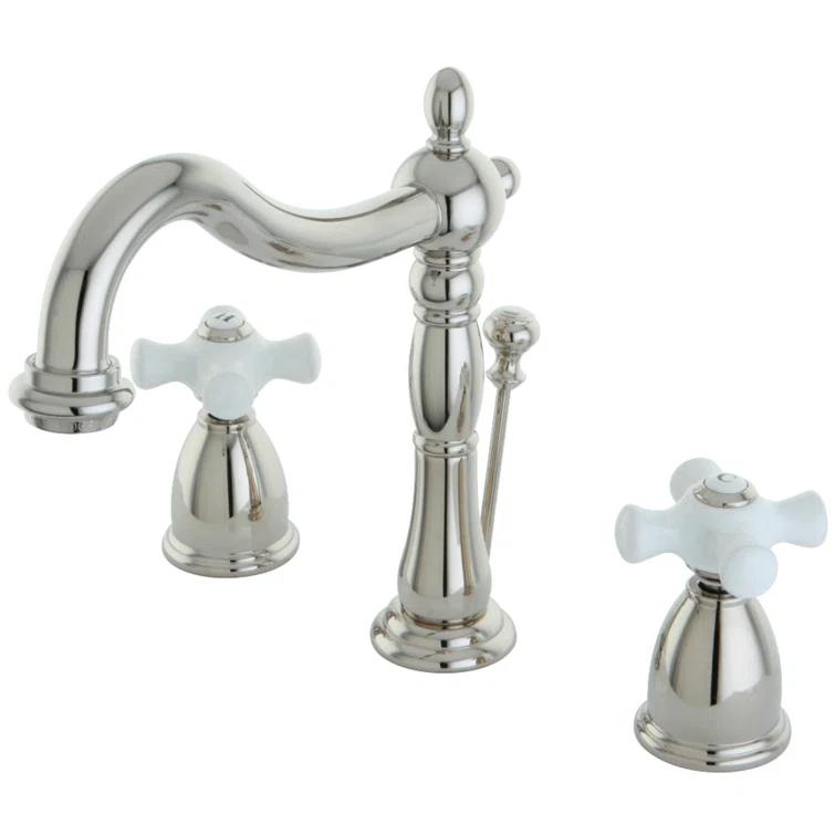 Kingston Brass Kingston Brass Heritage Two-Handle 3-Hole Deck Mount Widespread Bathroom Faucet with Pop-Up Drain KB1976PX